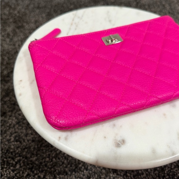 Chanel Pink Goatskin Quilted Cavier O-Case Pouch Wallet Bag - Picture 3 of 13